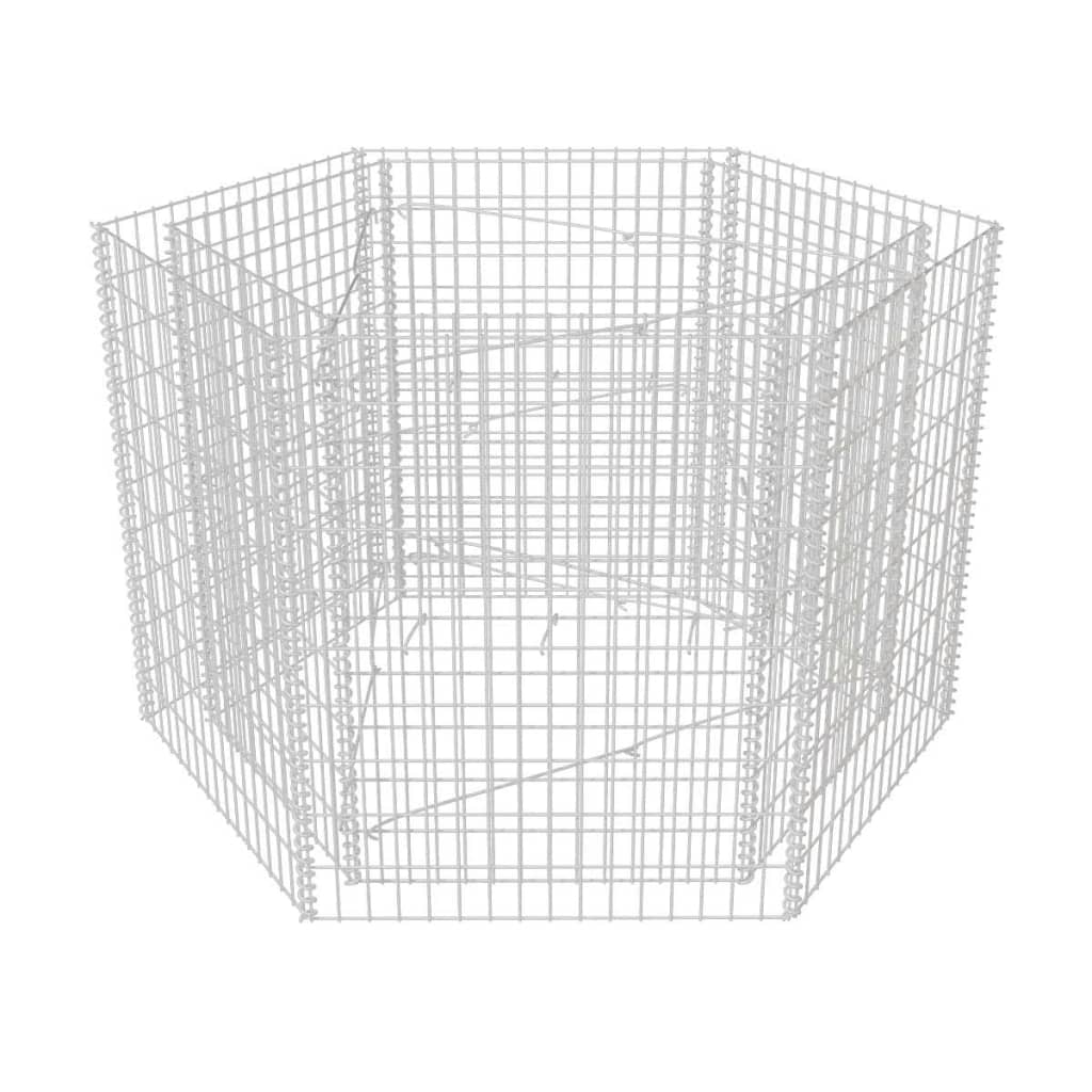 Jardinière gabion surélevée hexagonale 100x90x100 cm