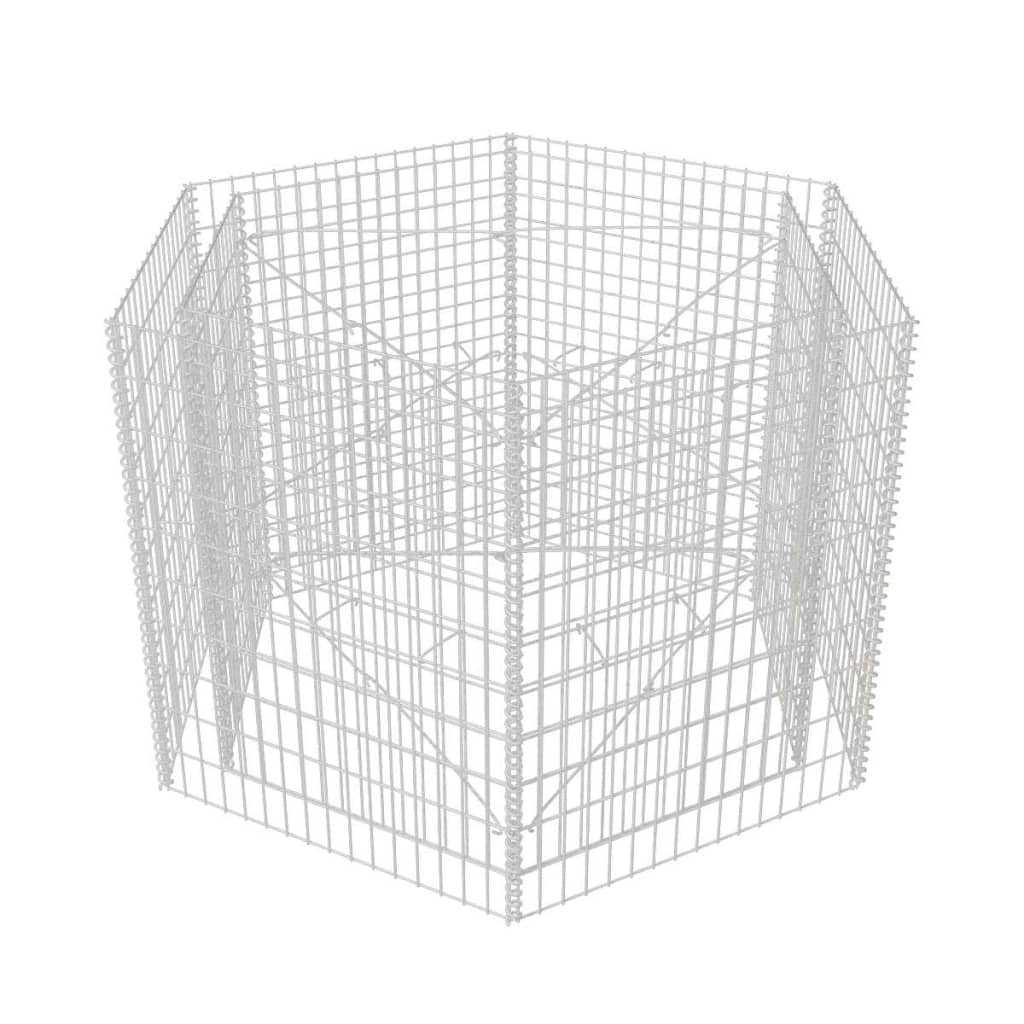 Jardinière gabion surélevée hexagonale 100x90x100 cm