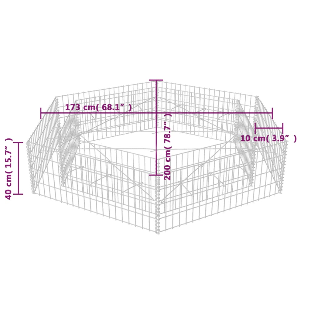 Gabion plantenbak verhoogd zeshoekig 100x90x100 cm