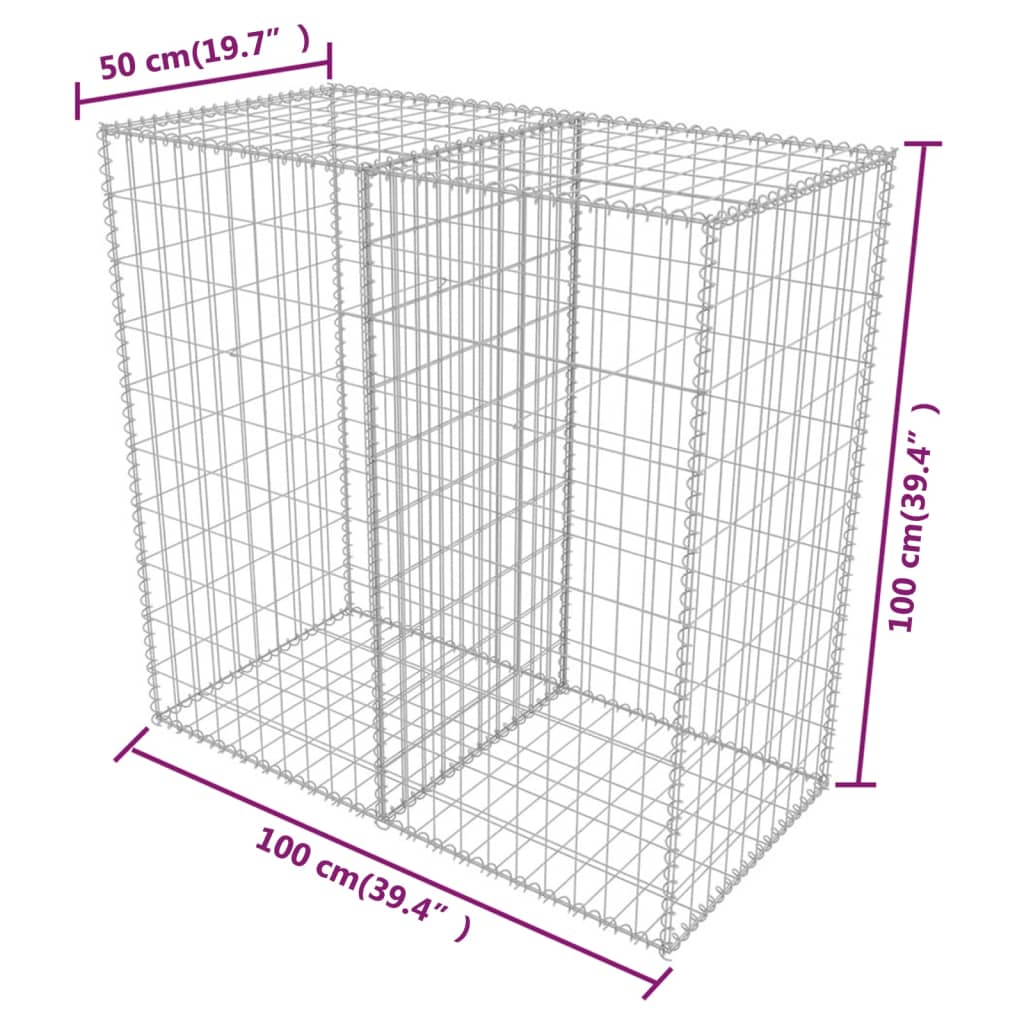 Gabion mand 100x50x100 cm gegalvaniseerd staal