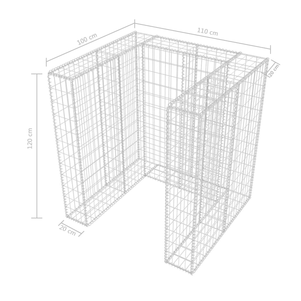 Schanskorf drievoudige vuilnisbak ombouw 250x100x120 cm staal