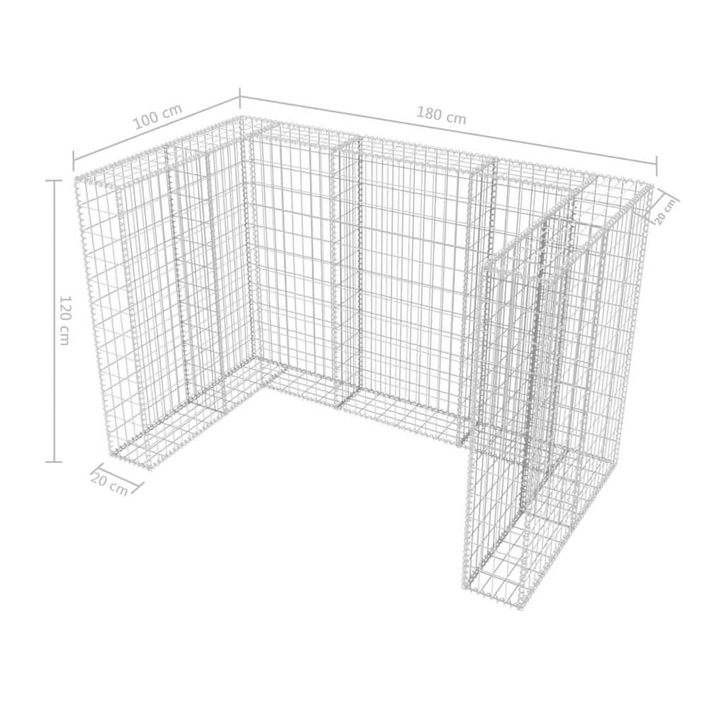 Schanskorf drievoudige vuilnisbak ombouw 250x100x120 cm staal