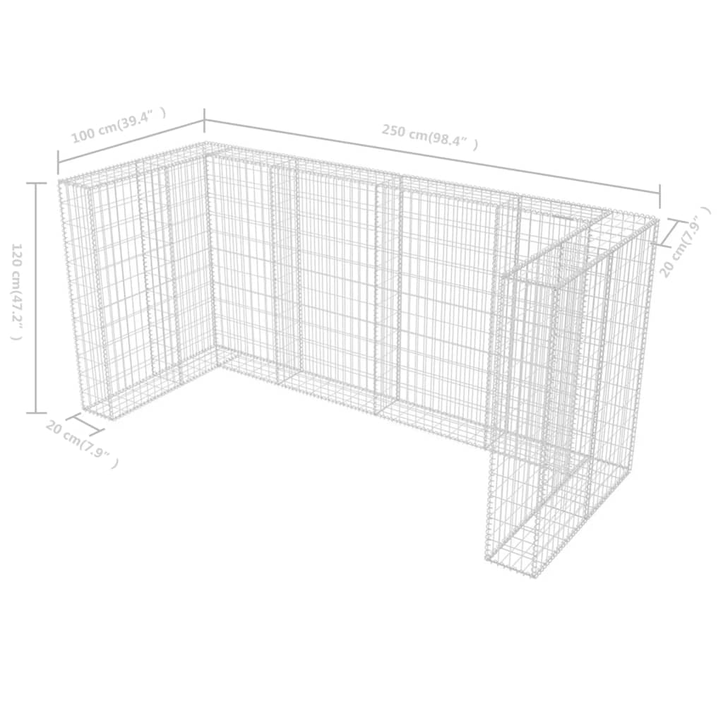 Schanskorf enkele vuilnisbak ombouw 110x100x120 cm staal