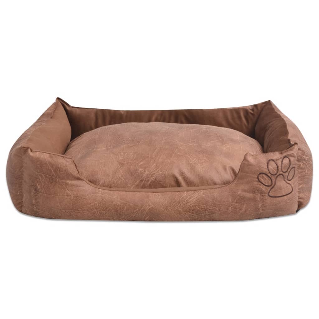 Hondenbed kussen PU-kunstleer maat L beige