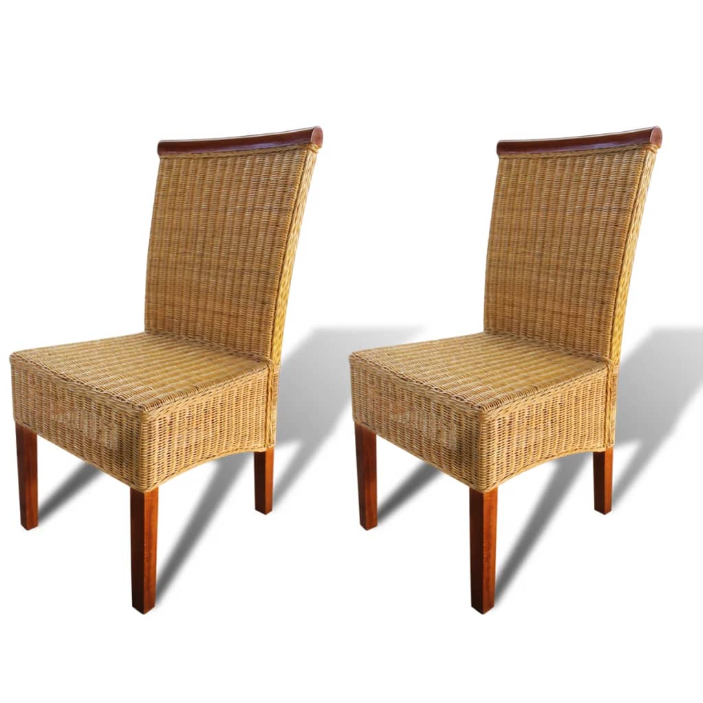 Chaises de salle à manger 4 pcs rotin naturel marron