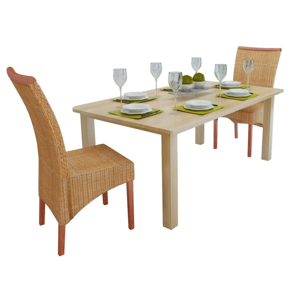 Chaises de salle à manger 4 pcs rotin naturel marron