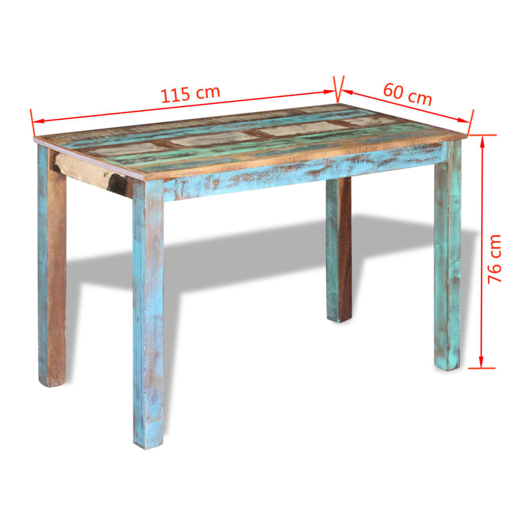 Eettafel 115x60x76 cm massief gerecycled hout