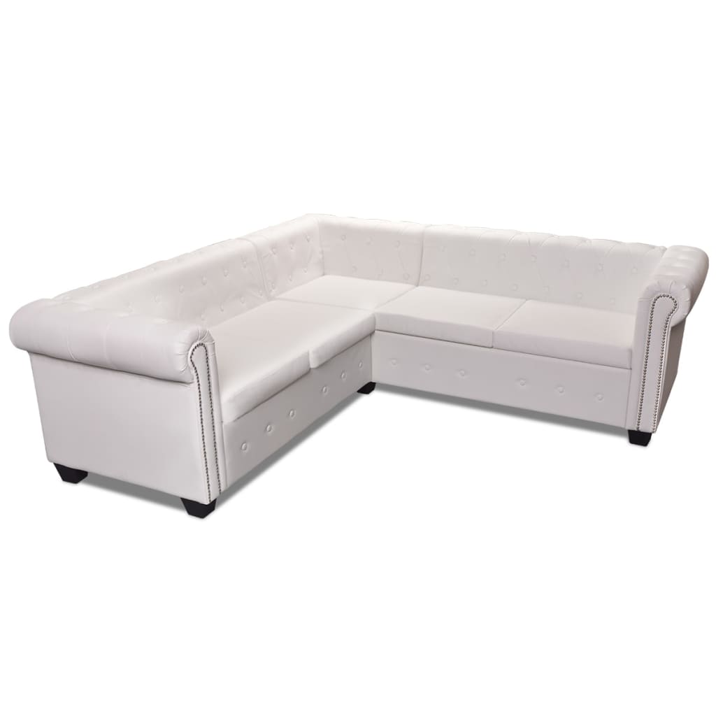 Canapé d'angle 5 places style Chesterfield simili cuir