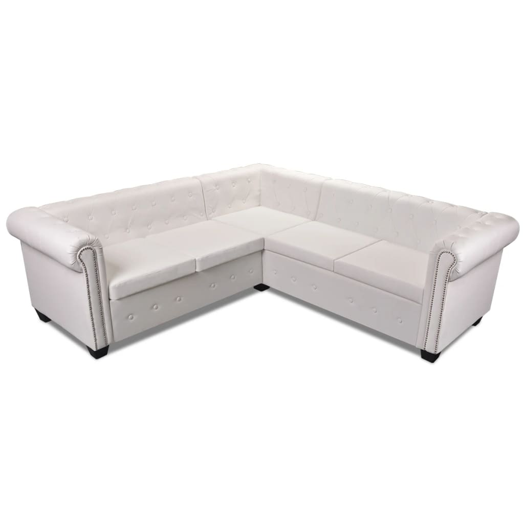 Canapé d'angle 5 places style Chesterfield simili cuir