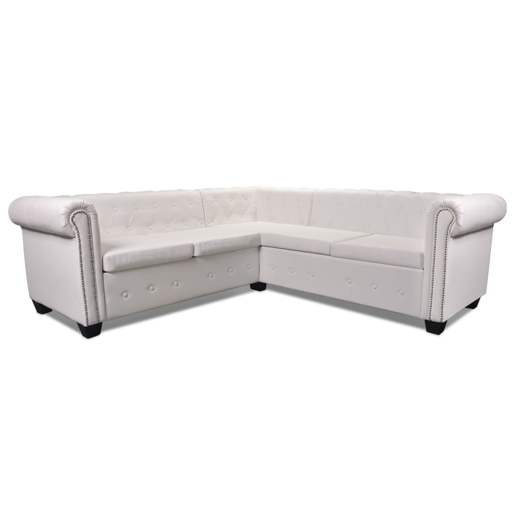 Canapé d'angle 5 places style Chesterfield simili cuir