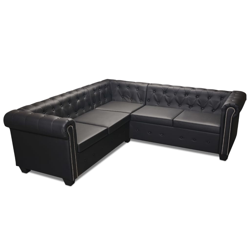 Canapé d'angle 5 places style Chesterfield simili cuir