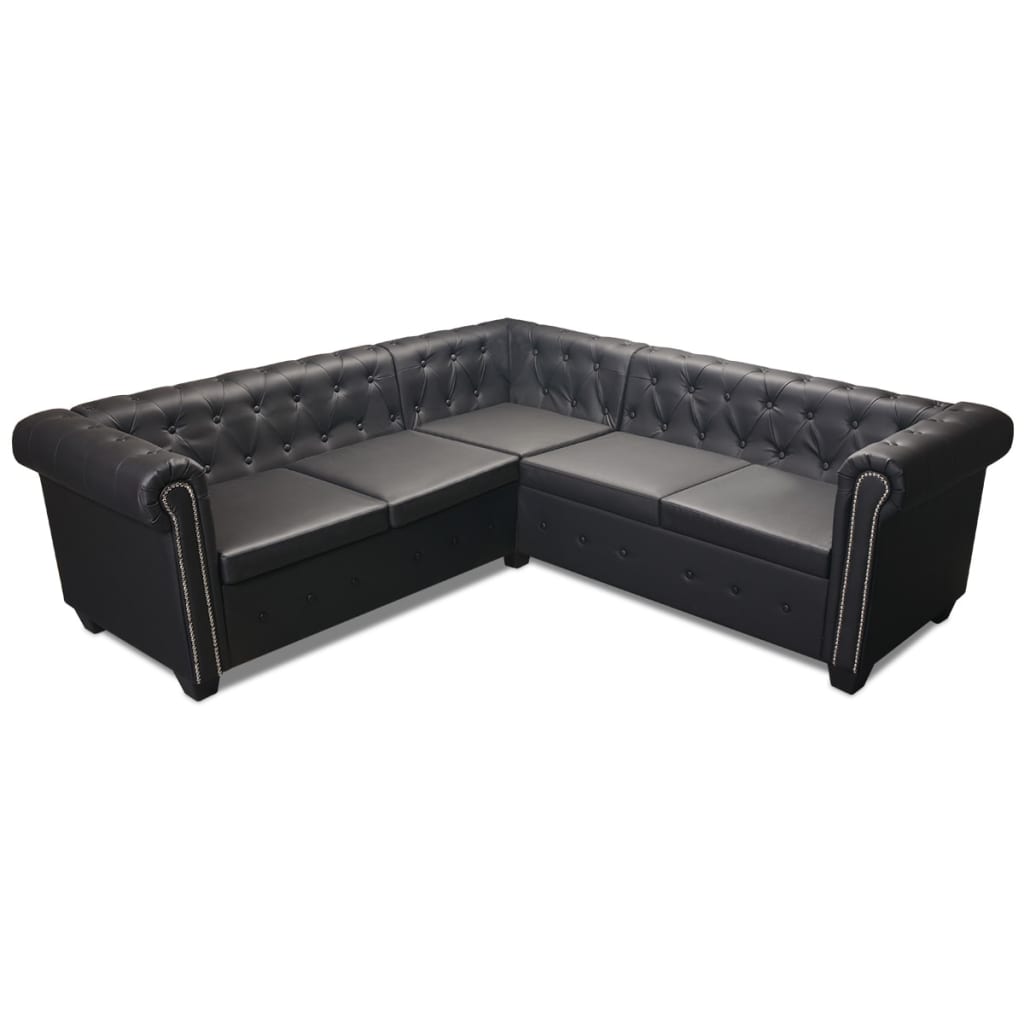 Canapé d'angle 5 places style Chesterfield simili cuir