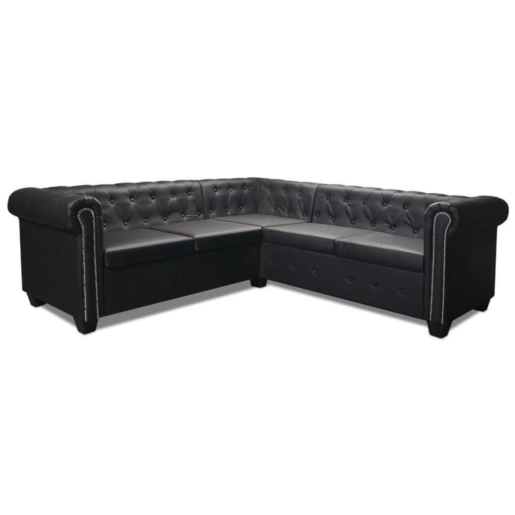 Canapé d'angle 5 places style Chesterfield simili cuir