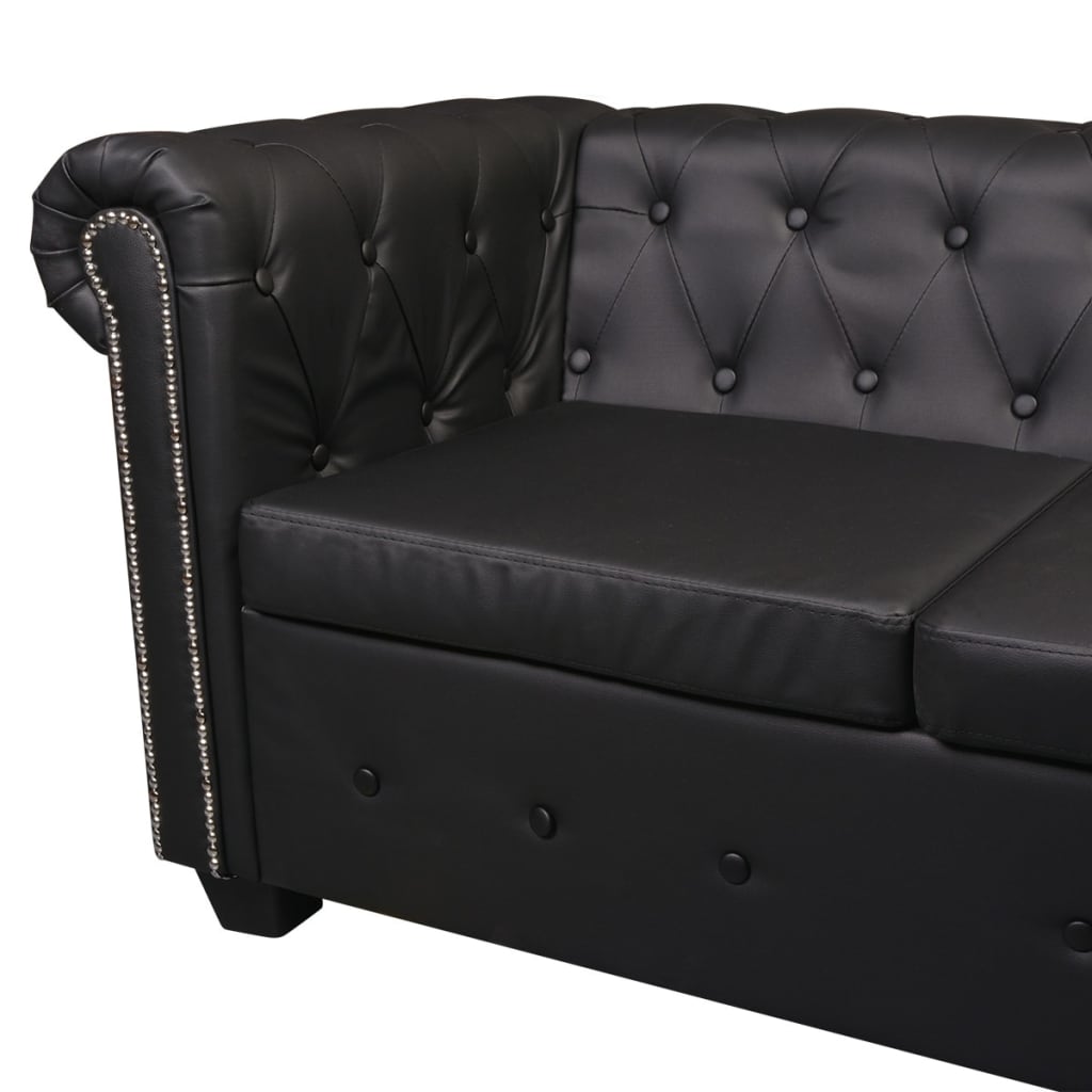 Canapé d'angle 5 places style Chesterfield simili cuir