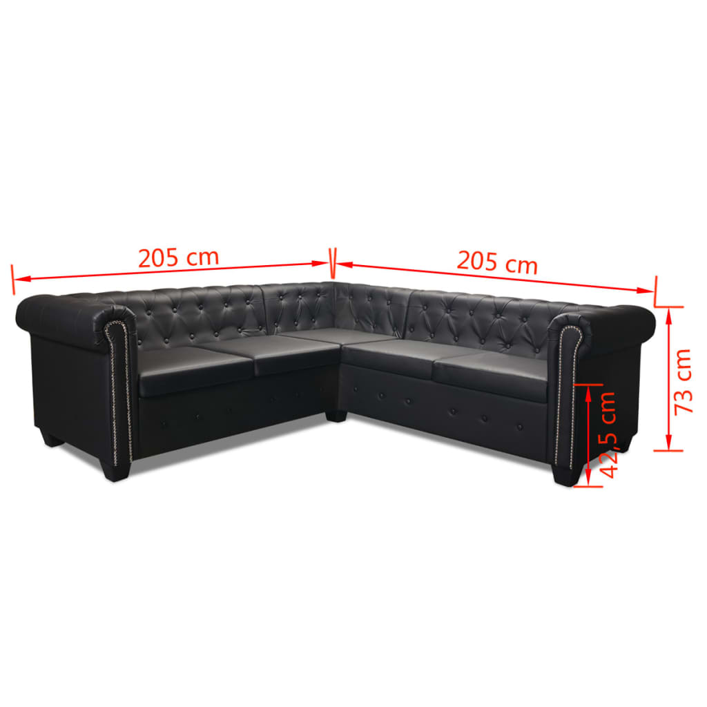 Canapé d'angle 5 places style Chesterfield simili cuir