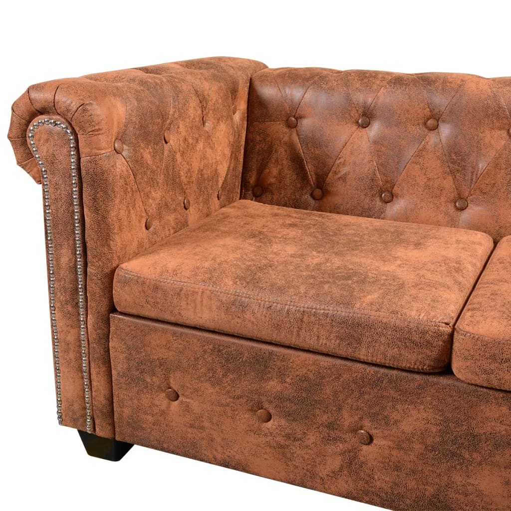 Canapé d'angle 5 places style Chesterfield simili cuir