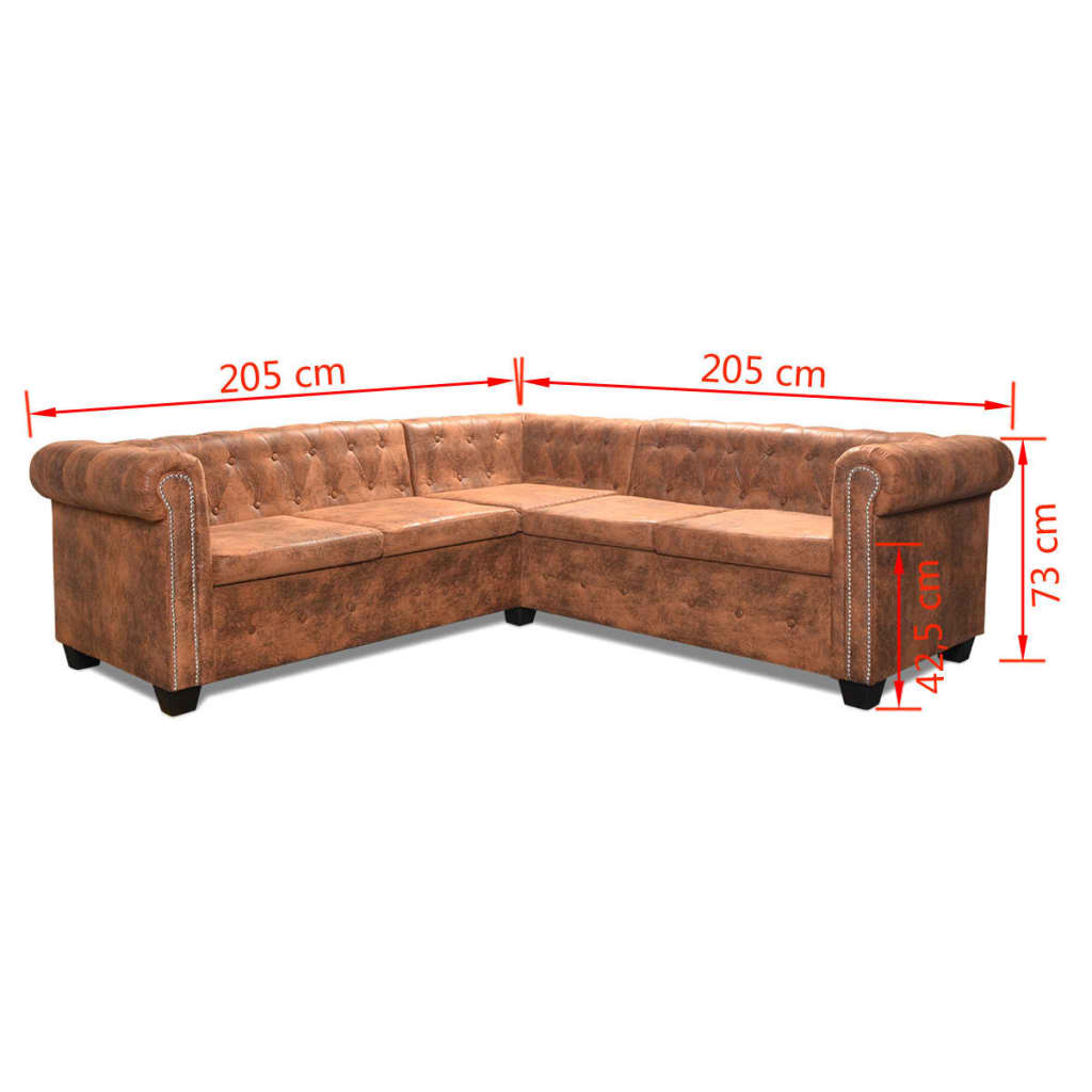 Canapé d'angle 5 places style Chesterfield simili cuir