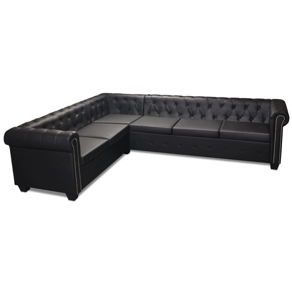 Canapé d'angle Chesterfield 6 places simili cuir