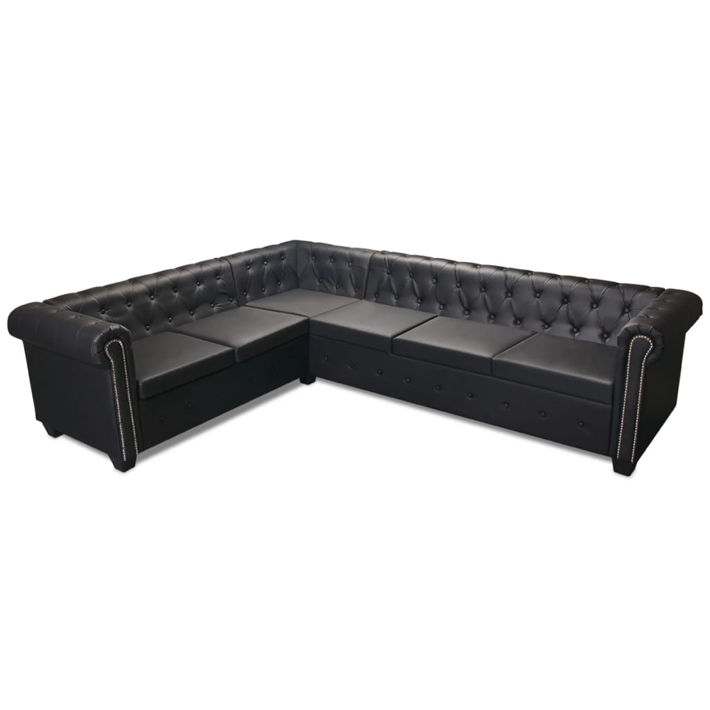 Canapé d'angle Chesterfield 6 places simili cuir