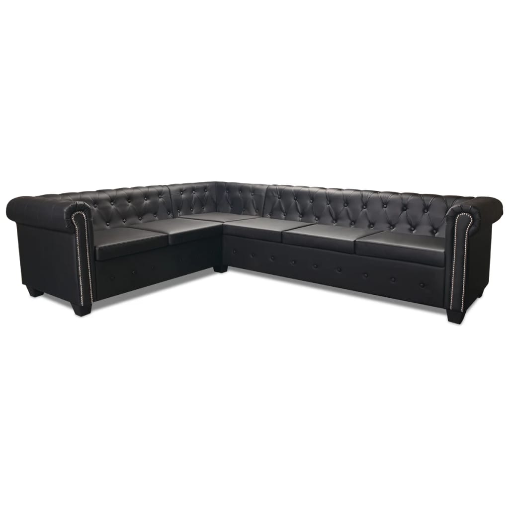 Canapé d'angle Chesterfield 6 places simili cuir