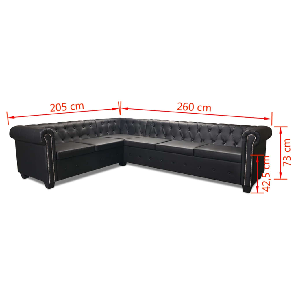 Canapé d'angle Chesterfield 6 places simili cuir