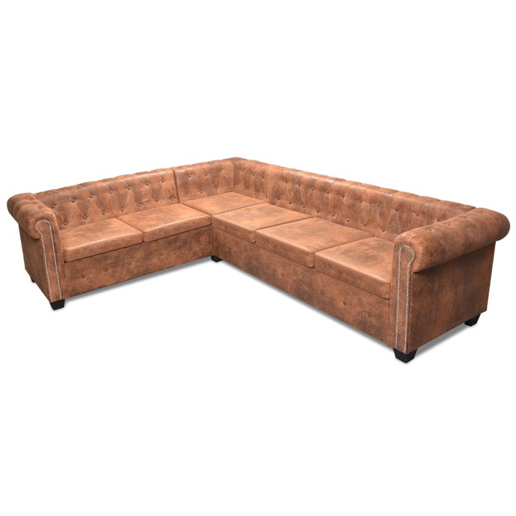 Canapé d'angle Chesterfield 6 places simili cuir