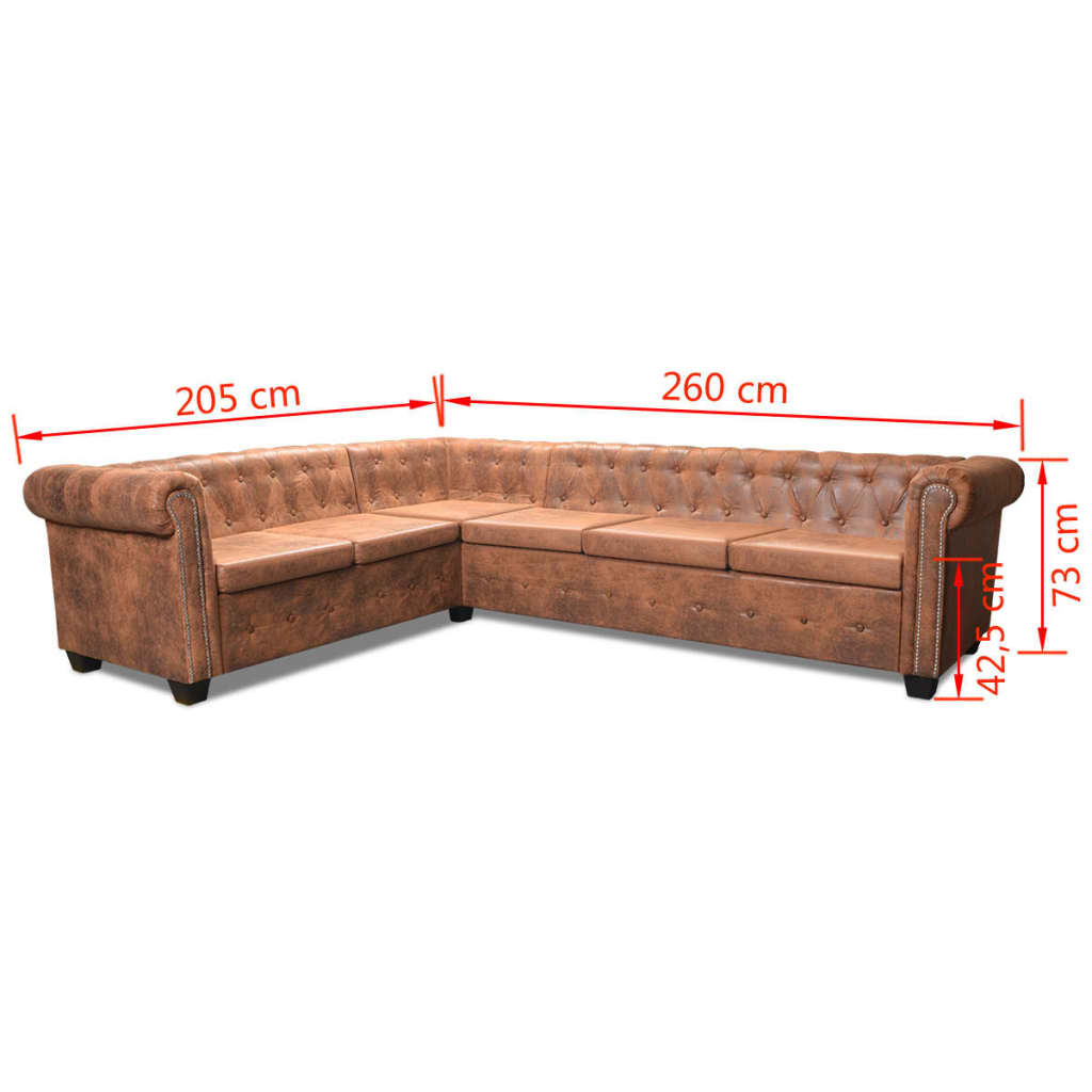 Canapé d'angle Chesterfield 6 places simili cuir