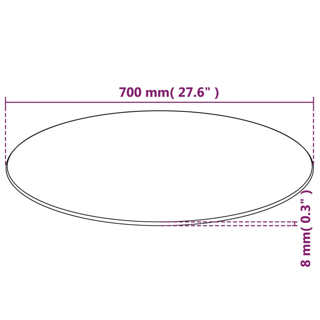 Plateau de table en verre trempé carré 800x800 mm