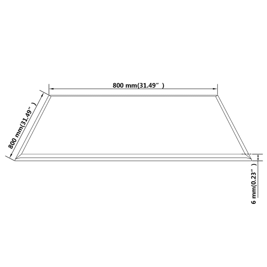 Plateau de table en verre trempé carré 800x800 mm