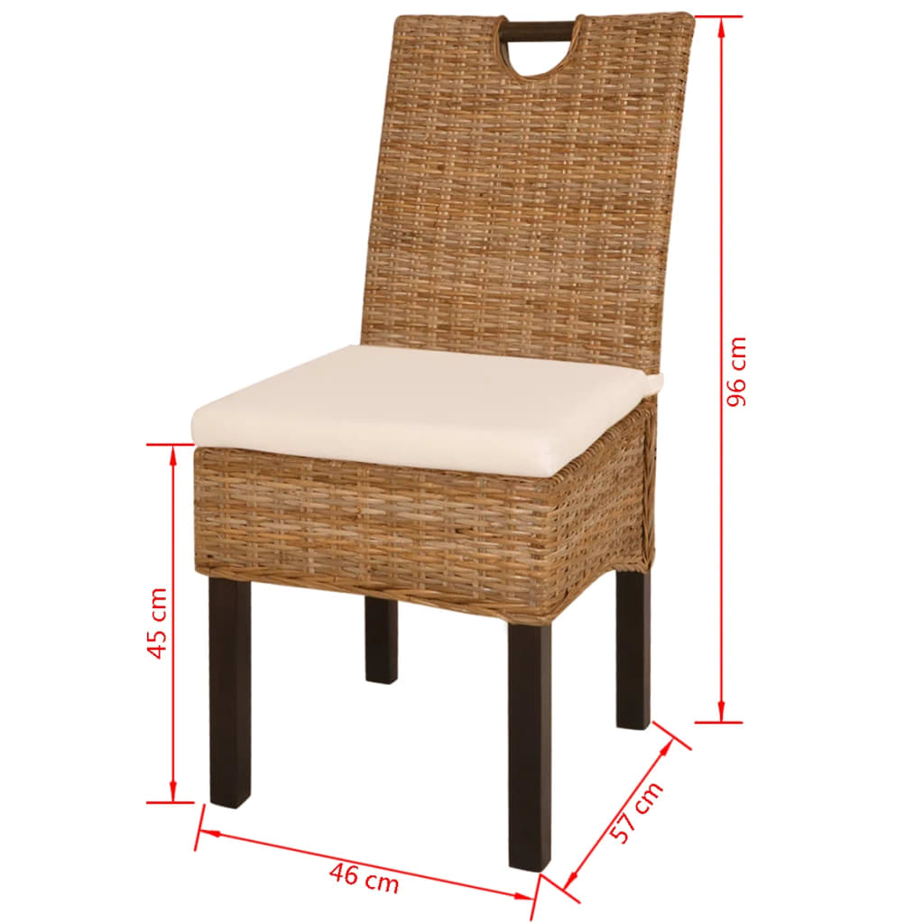 Chaise de salle à manger 4 pcs kubu rotin bois de manguier