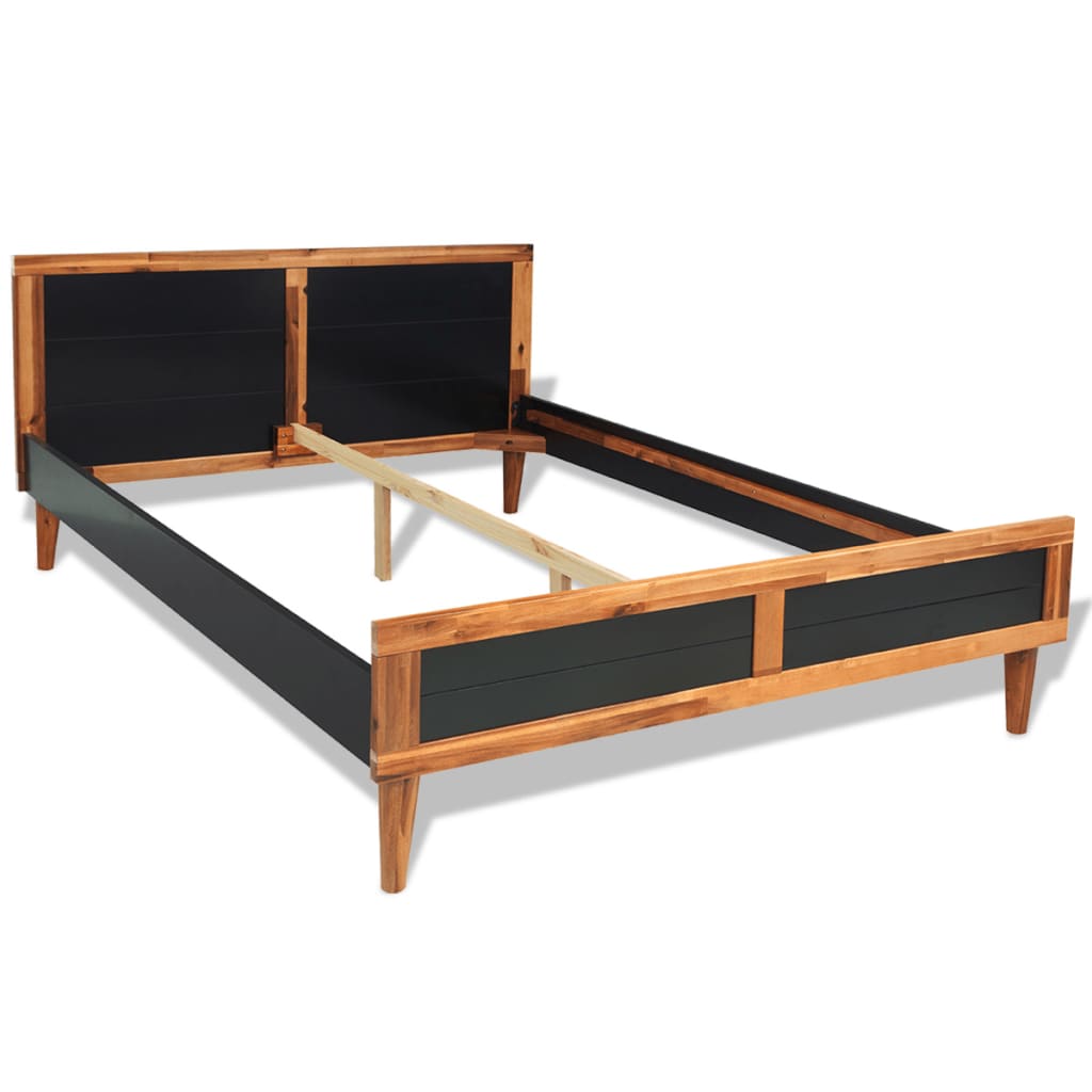 Bedframe massief acaciahout zwart 140x200 cm