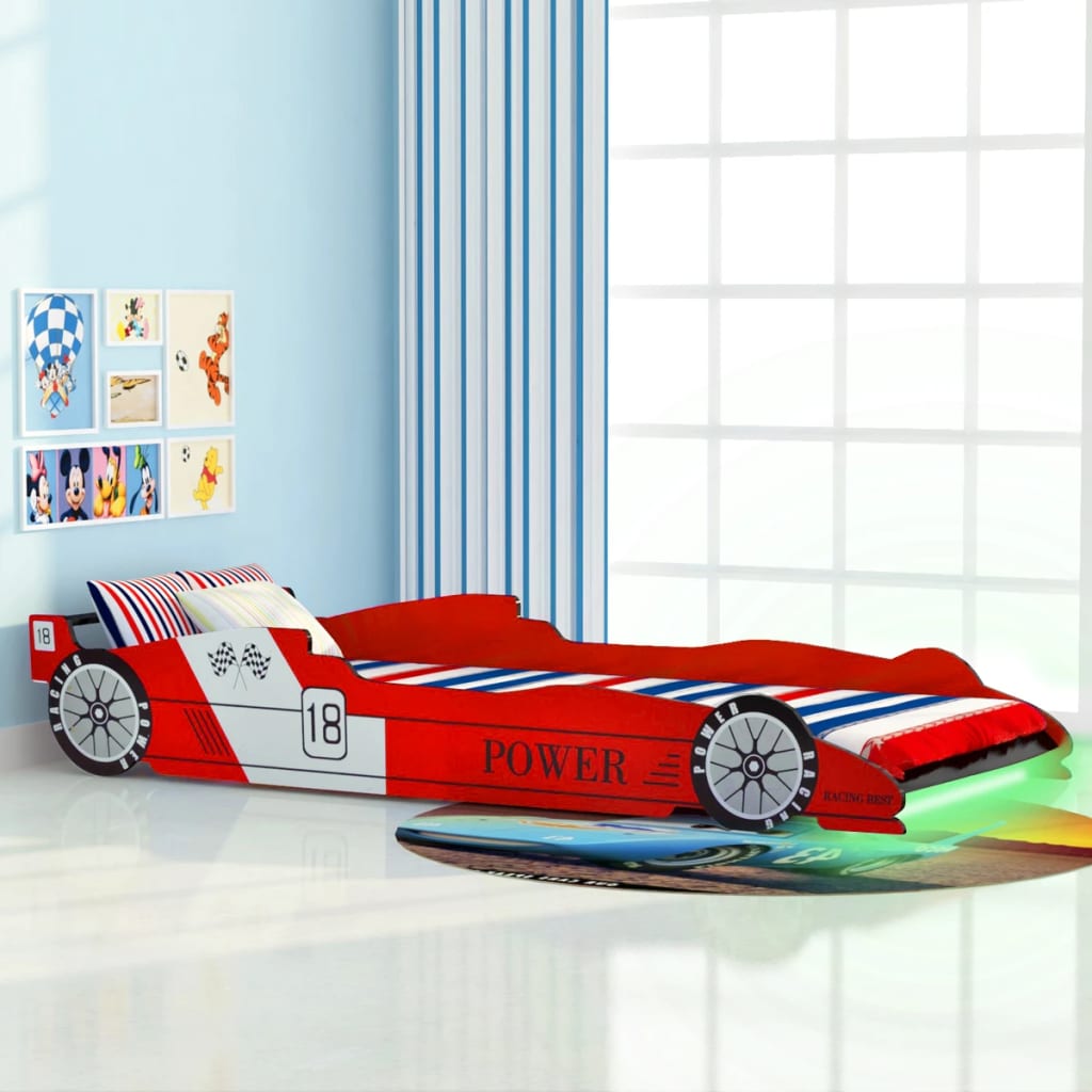 Lit enfant voiture de course avec éclairage LED bleu 90x200 cm