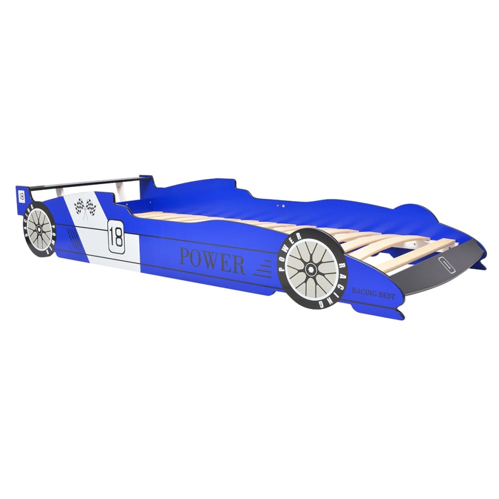 Lit enfant voiture de course avec éclairage LED bleu 90x200 cm