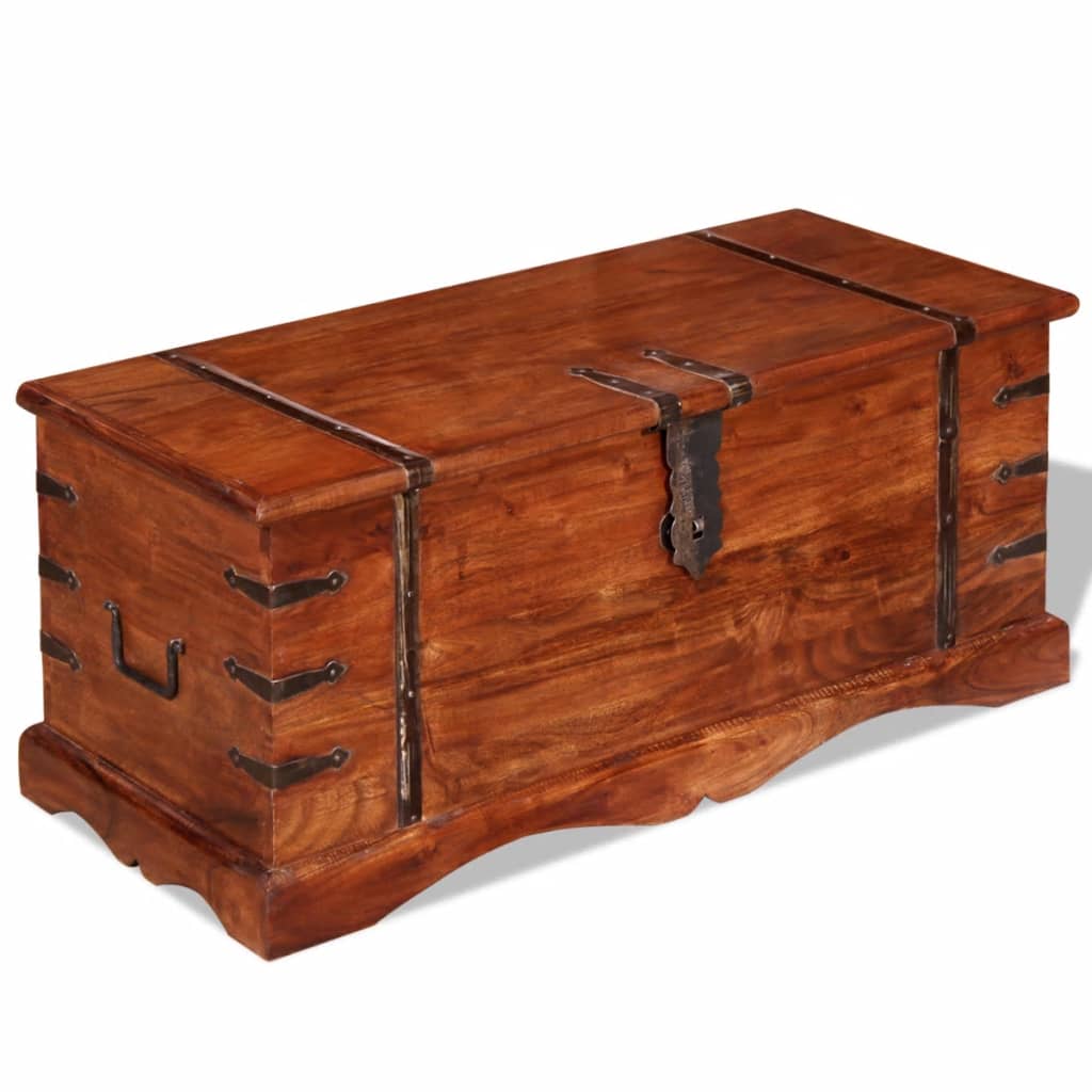 Boîte de rangement en bois d'acacia