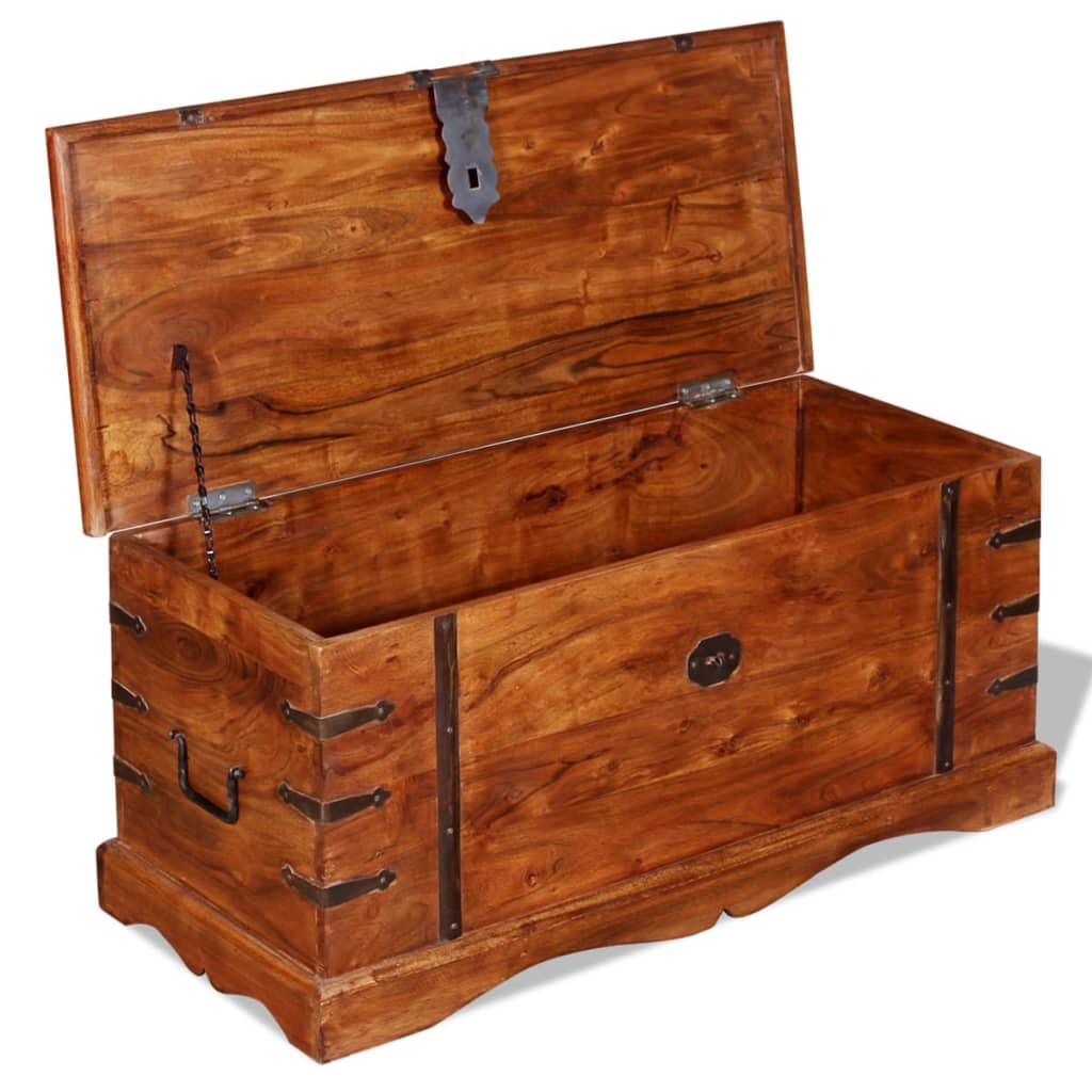 Boîte de rangement en bois d'acacia