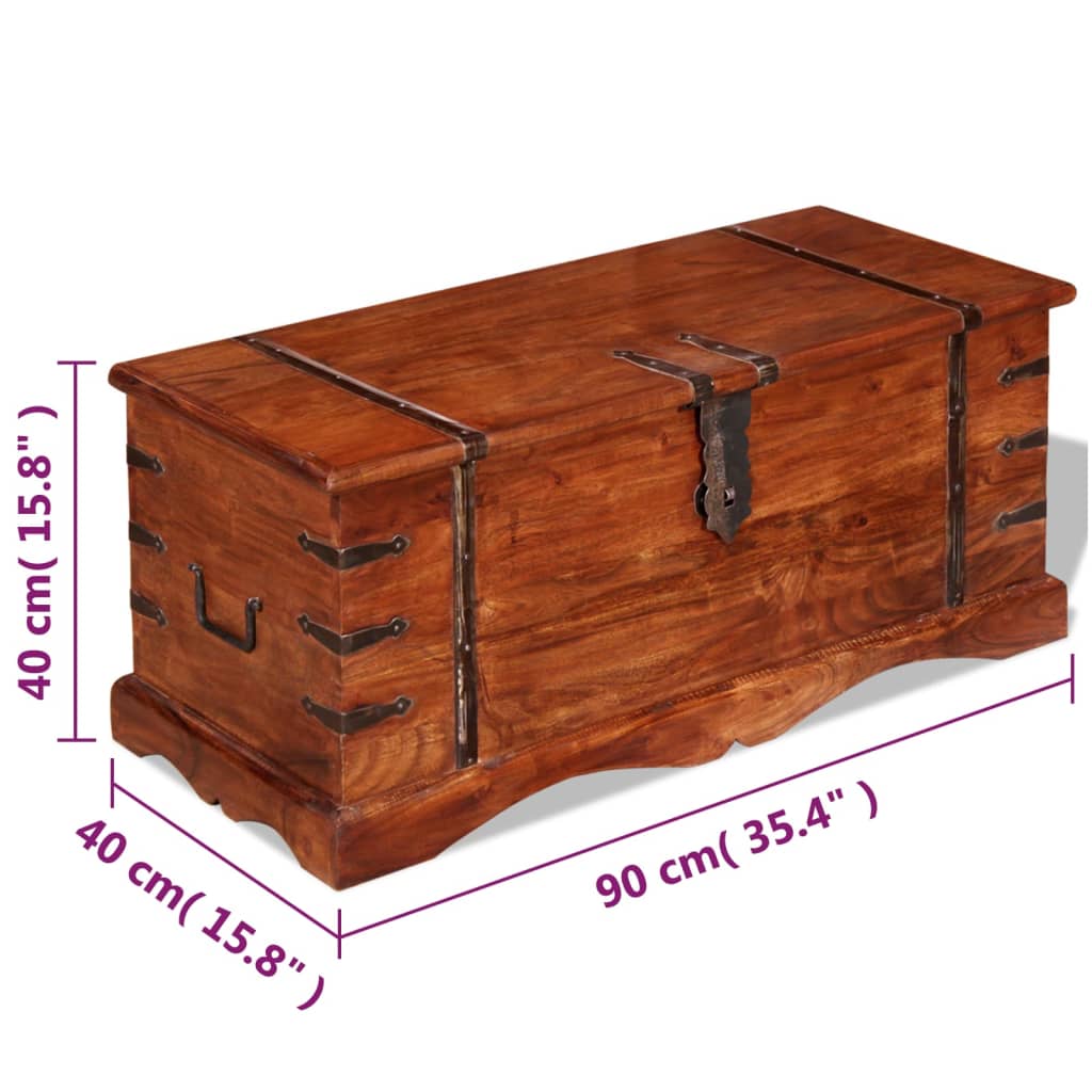 Boîte de rangement en bois d'acacia