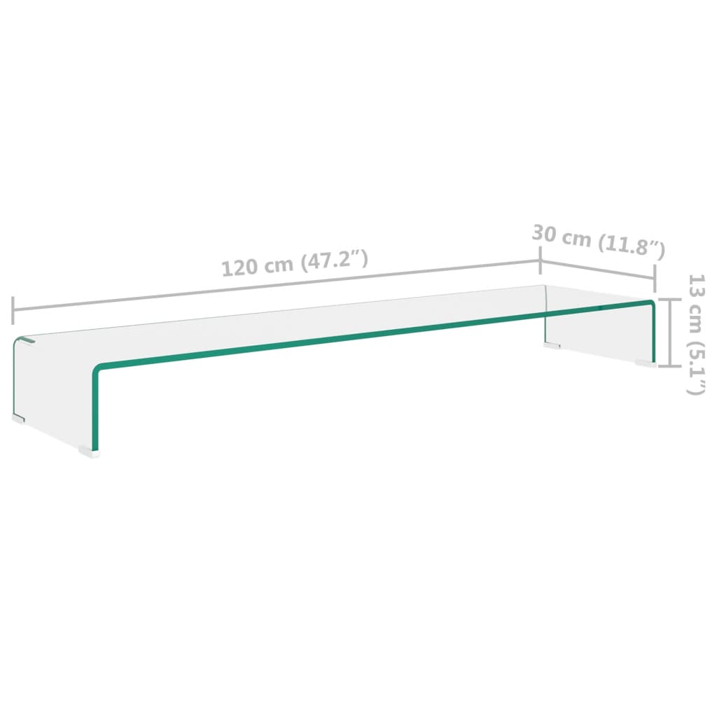 Meuble TV/rehausseur de moniteur 120x30x13 cm verre