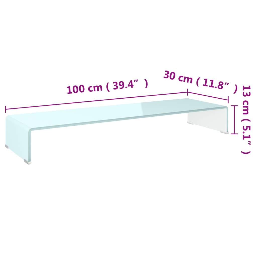 Meuble TV/rehausseur de moniteur 120x30x13 cm verre