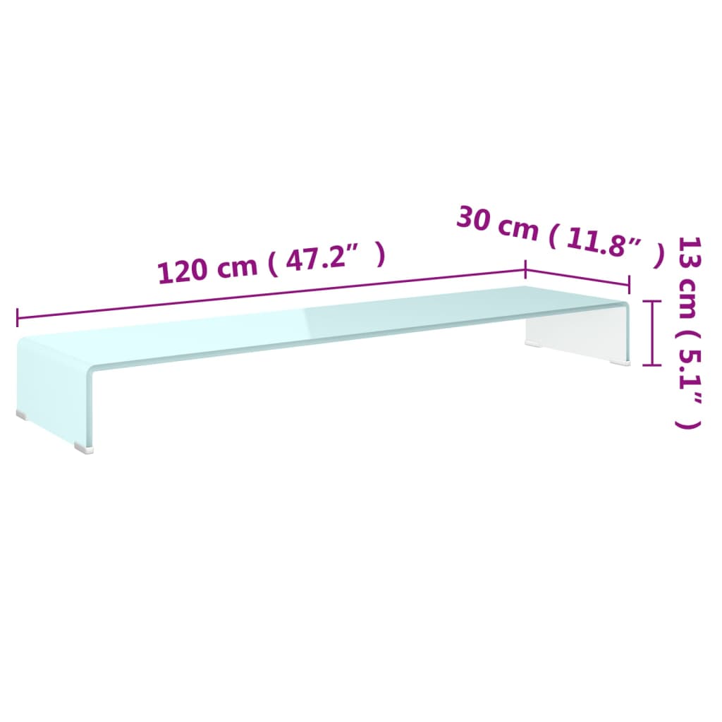 Meuble TV/rehausseur de moniteur 120x30x13 cm verre