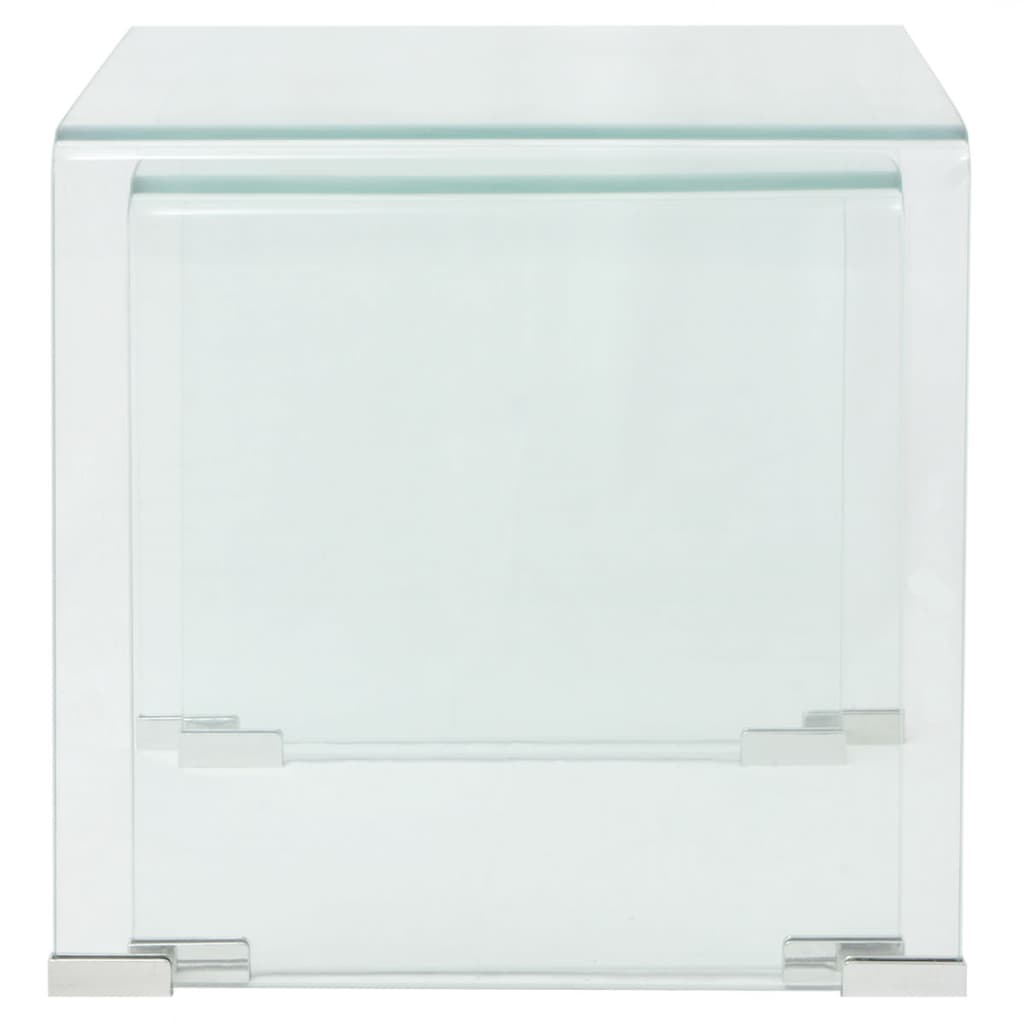 Bijzettafel set 3-dlg transparant gehard glas