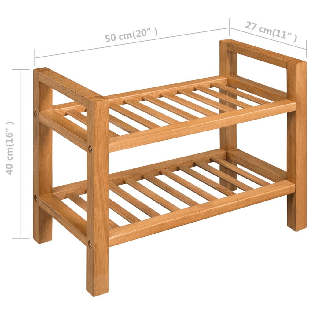 Schoenenrek met 3 schappen 50x27x60 cm massief eikenhout