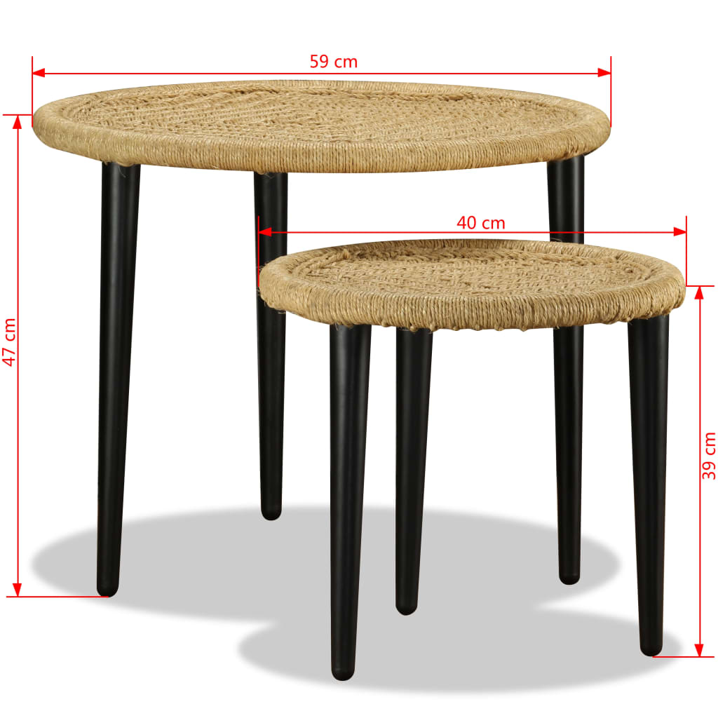 Ensemble table basse 2 pièces jute naturel