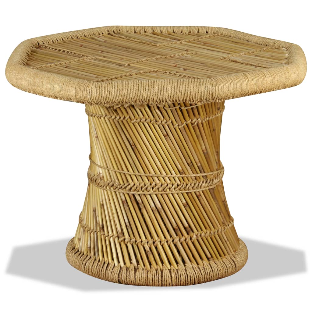 Table basse octogonale avec détails chindi bambou multicolore