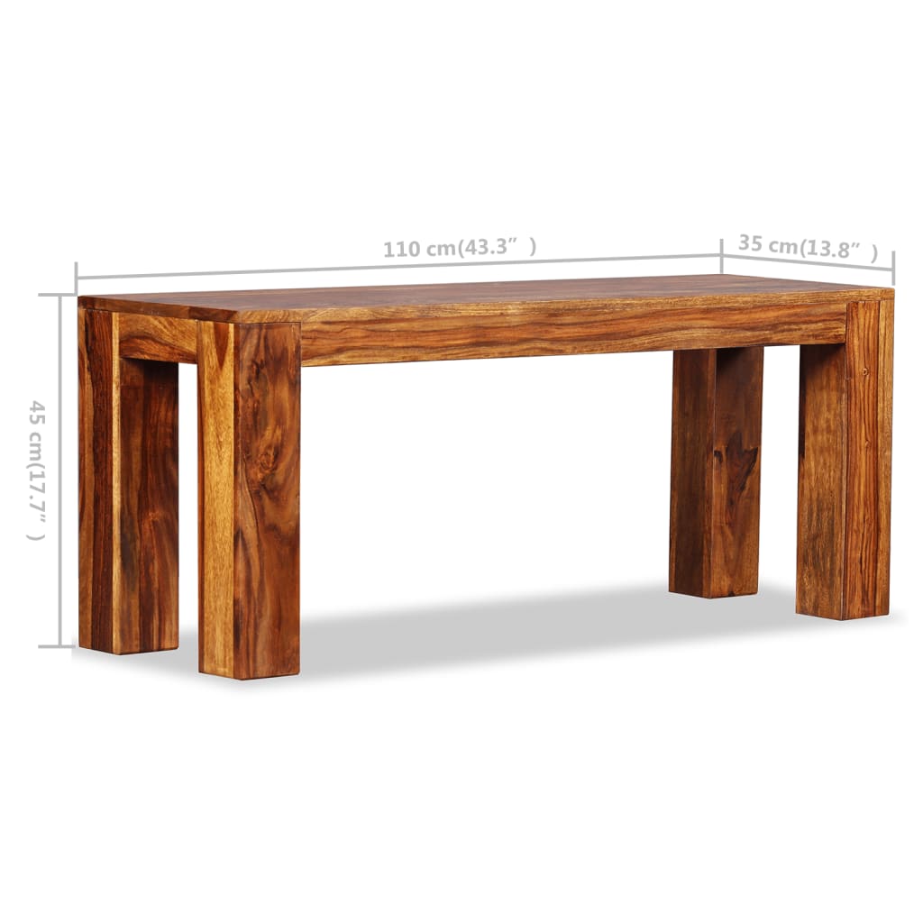 Banc 110x35x45 cm en bois de Sesham massif