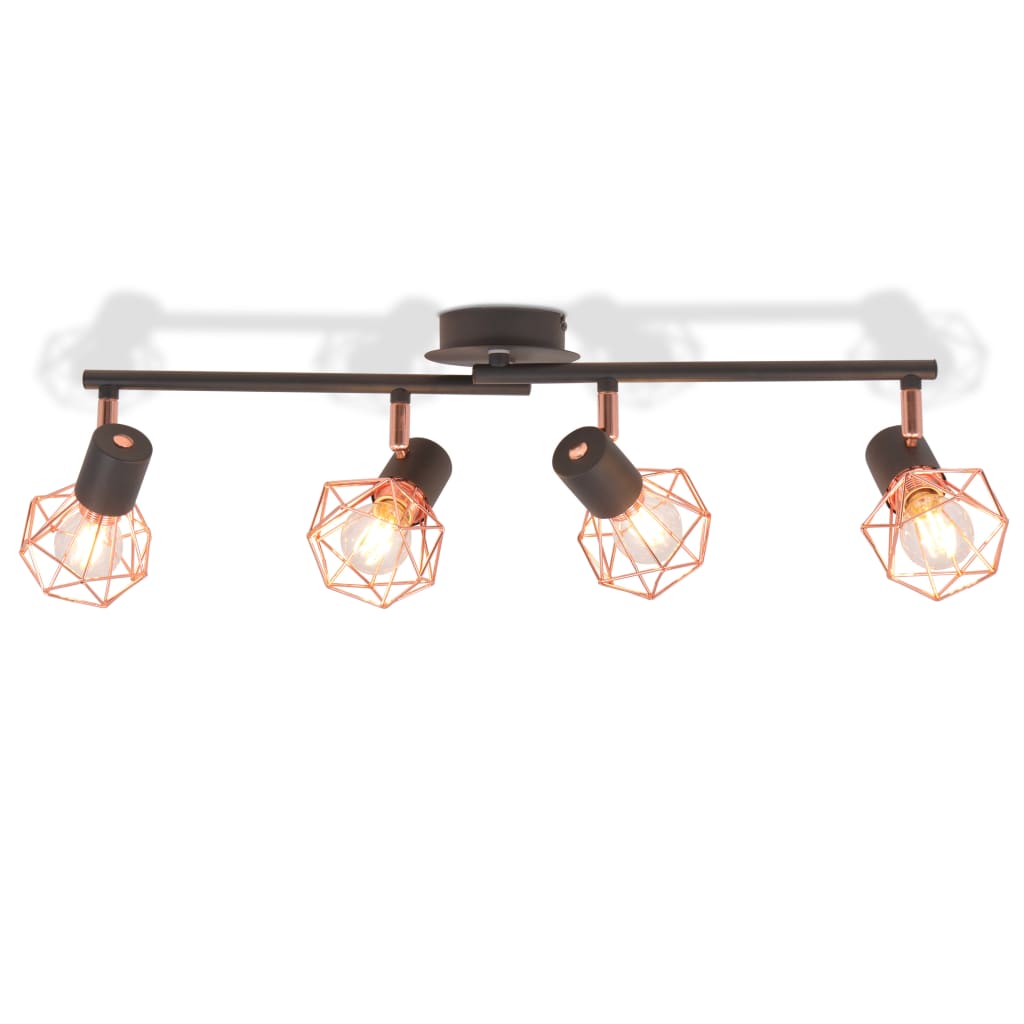 Plafondlamp met 6 spotlights E14 zwart en koper