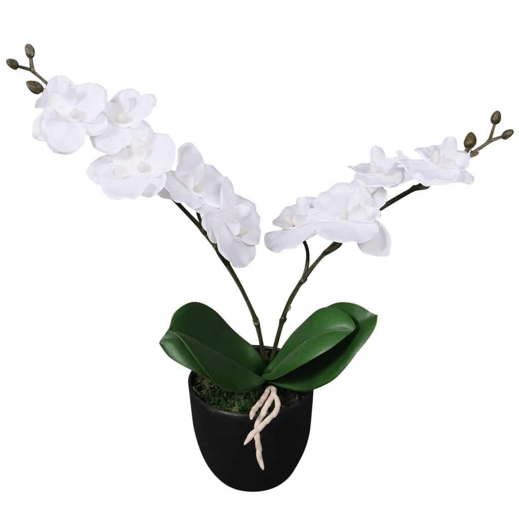 Plante d'orchidée artificielle avec pot 65 cm blanc