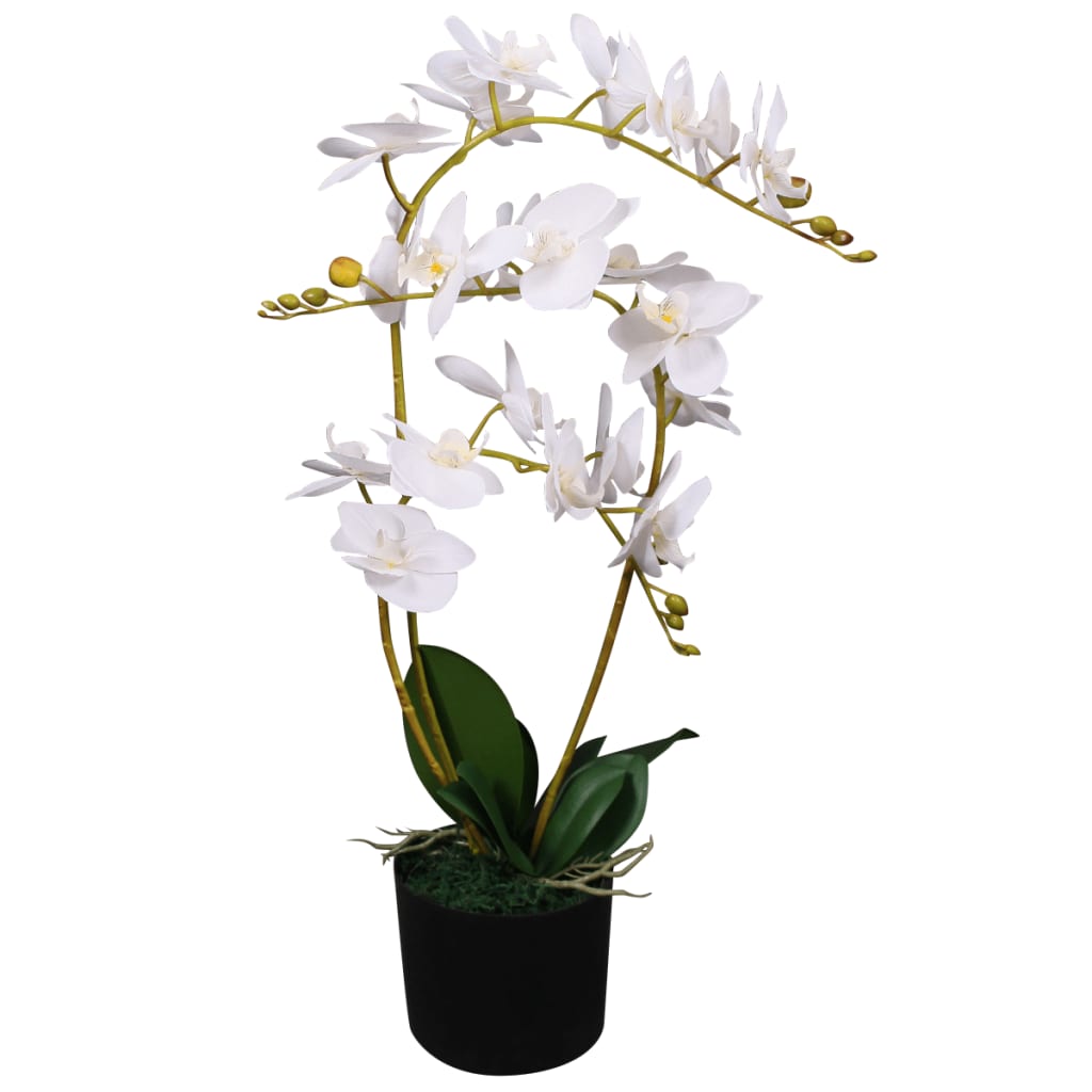 Plante d'orchidée artificielle avec pot 65 cm blanc