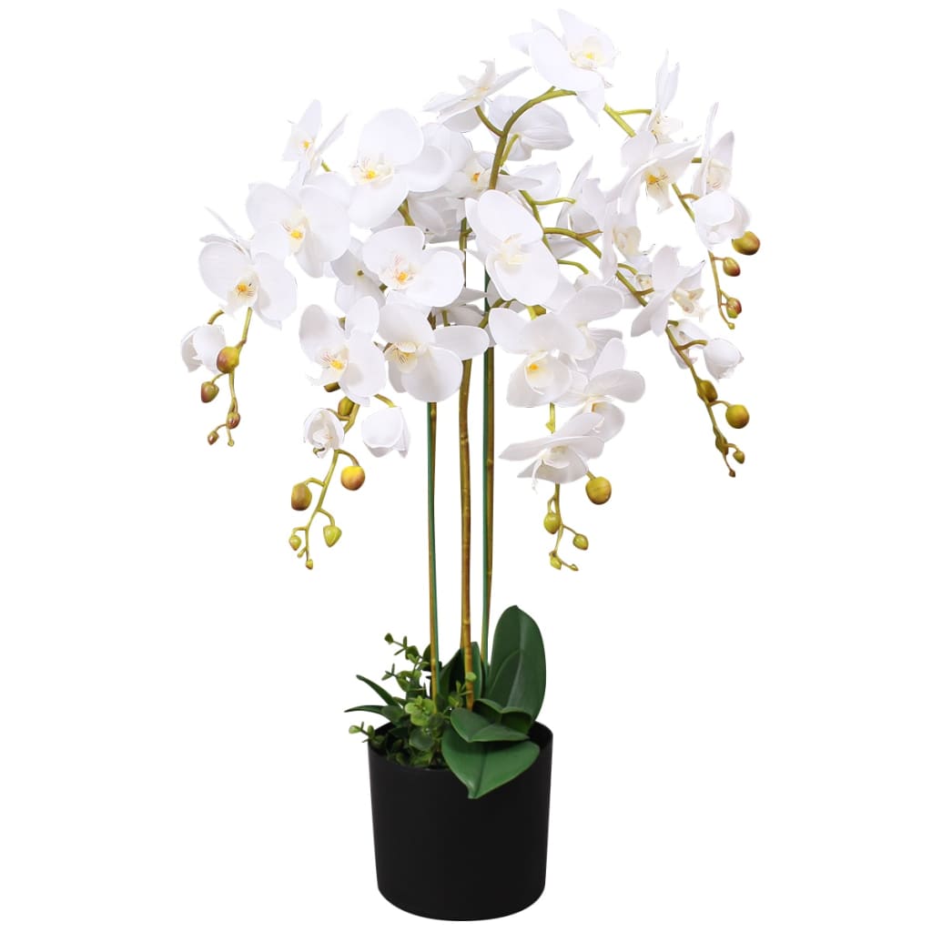 Plante d'orchidée artificielle avec pot 65 cm blanc