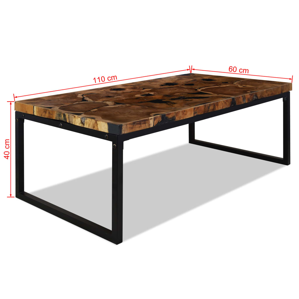 Table basse 60x60x40 cm teck et résine