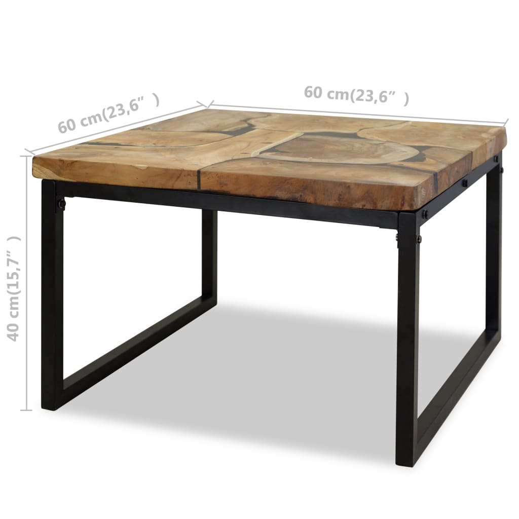 Table basse 60x60x40 cm teck et résine